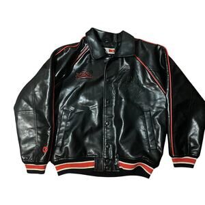 Southpole Faux Leather Varsity Jacket Large - Embossed DJ Headphone Kid Y2K